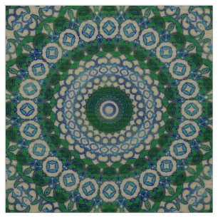 Green, Blue and Grey Mandala Fabric