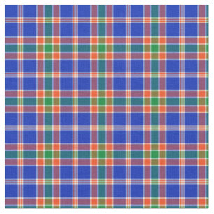 Green, Blue and Orange Sporty Plaid Fabric