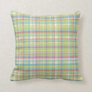 Green, Blue and Pink Plaid Cushion