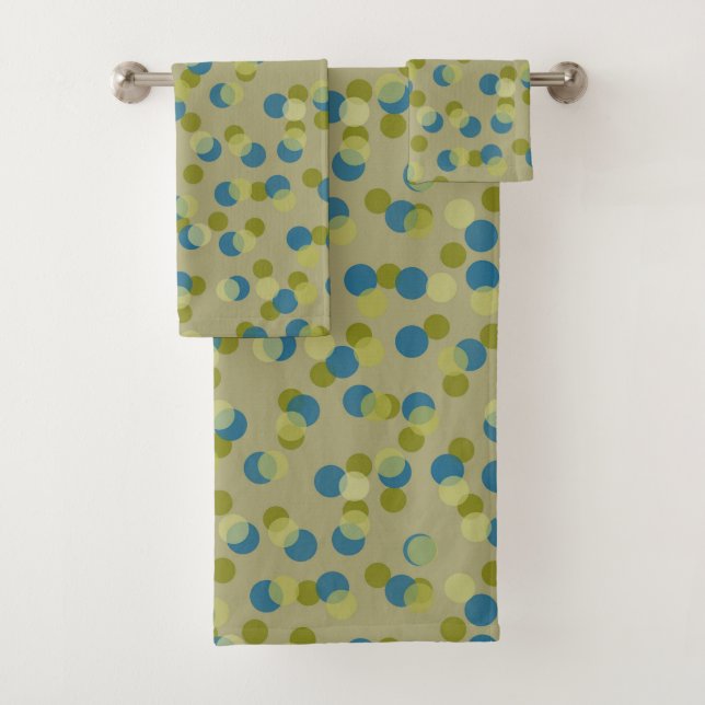 green, blue and yellow dots bath towel set (Insitu)