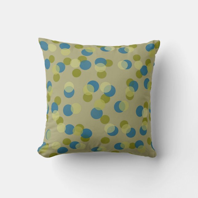 green, blue and yellow dots cushion (Front)