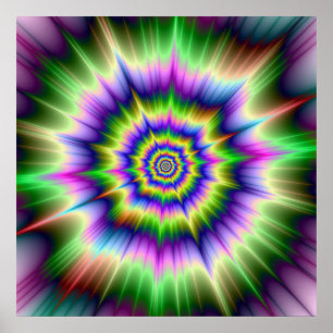 Green Blue and Yellow Explosion Poster