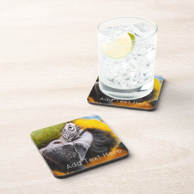 Green, Blue and Yellow Macaw Parrot Coaster (Right Side)