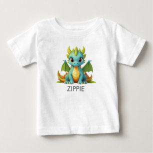 Green Blue Baby Dragon Personalised Baby T-Shirt
