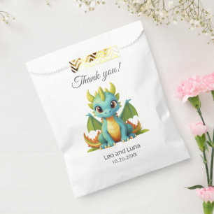 Green Blue Baby Dragon Personalised Thank You Favour Bags