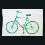 Green blue bicycle bike kitchen towel<br><div class="desc">Decorate your kitchen with this cool green bicycle dish towel. Makes a great housewarming or wedding gift! Check out my matching towels with patterns.
You can customise it and add text too.
Check my shop for lots more colours and patterns!</div>