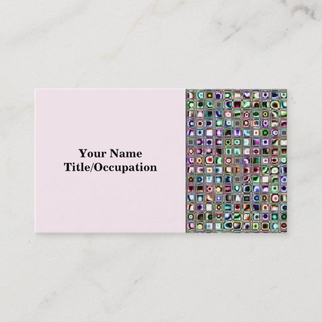 Green-Blue 'Bijoux' Textured Mosaic Tiles Pattern Business Card (Front)