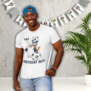 Green Blue Birthday Boy Dad Soccer Party T-Shirt