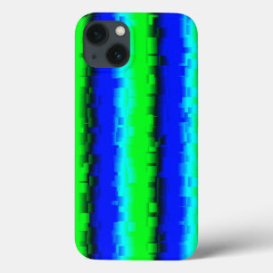green blue black abstract rainbow pattern iPhone 13 case