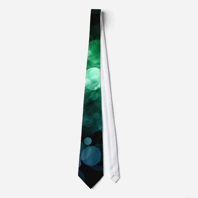 Green & Blue Bokeh Pattern Design Men's Tie (Front)