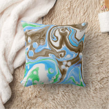 Green-blue-brown marble style cushion.