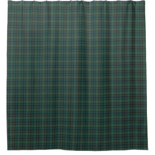 Green Blue Burgundy Tartan Plaid Shower Curtain