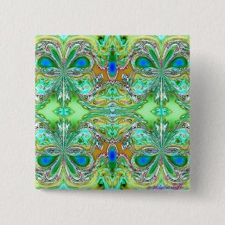 Green & Blue Butterflies 15 Cm Square Badge
