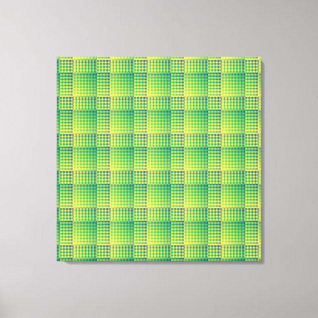 Green Blue Checker Abstract Pattern Canvas Print (Front)