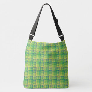 Green Blue Checker Abstract Pattern Crossbody Bag
