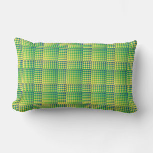 Green Blue Checker Abstract Pattern Lumbar Cushion