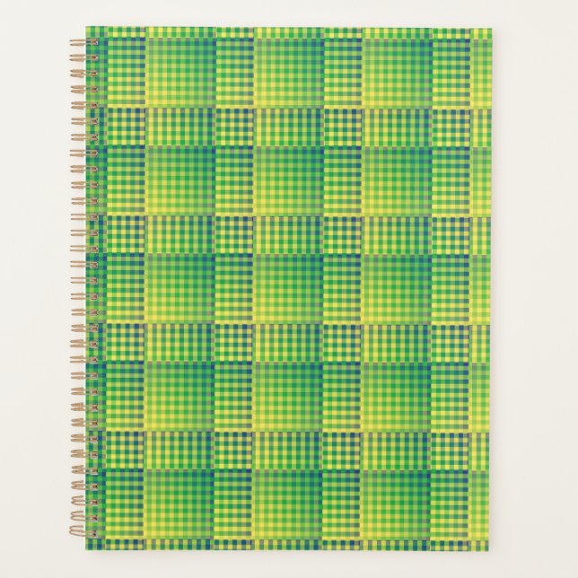 Green Blue Checker Abstract Pattern Planner (Front)