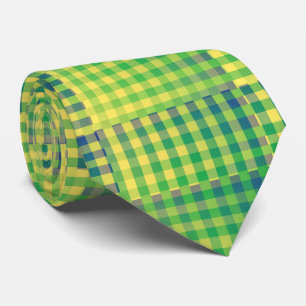 Green Blue Checker Abstract Pattern Tie