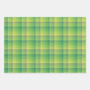 Green Blue Checker Abstract Pattern Wrapping Paper Sheet
