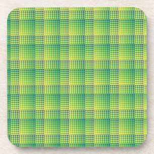 Green Blue Chequered Abstract Pattern Coaster
