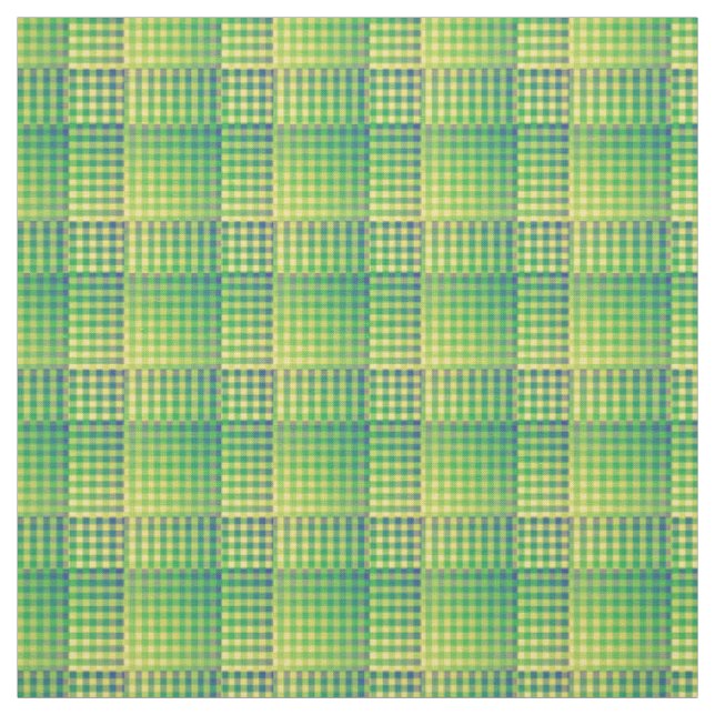Green Blue Chequered Abstract Pattern Fabric (Swatch)