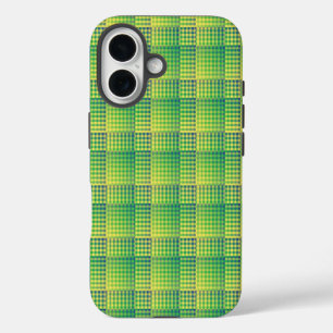Green Blue Chequered Abstract Pattern iPhone 16 Case