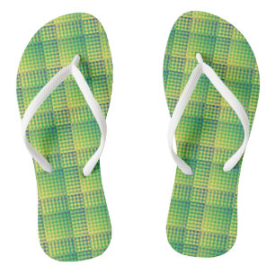 Green Blue Chequered Abstract Pattern Jandals