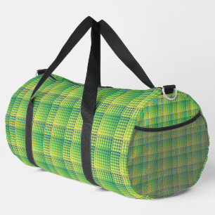 Green Blue Chequered Abstract Pattern Large Duffle Bag