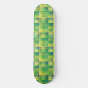 Green Blue Chequered Abstract Pattern Skateboard