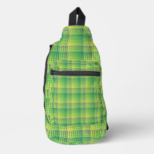 Green Blue Chequered Abstract Pattern Sling Bag