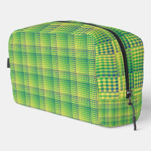 Green Blue Chequered Abstract Pattern Toiletry Bag