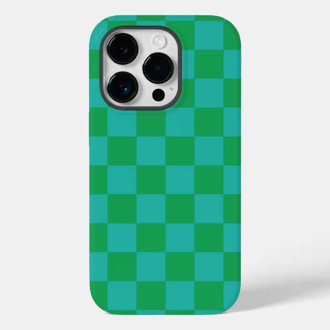 Green Blue Chequered Gingham Pattern Case-Mate iPhone Case (Back)