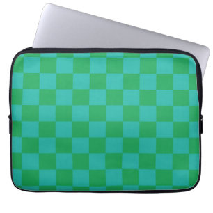 Green Blue Chequered Gingham Pattern Laptop Sleeve