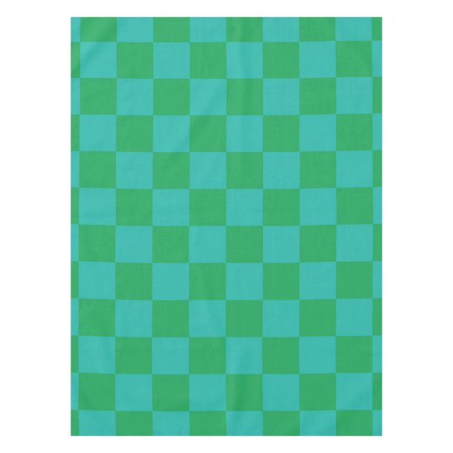 Green Blue Chequered Gingham Pattern Tablecloth (Front)