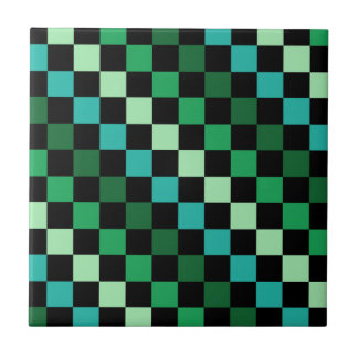 Green Blue Chequered Gingham Pattern Tile