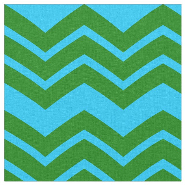 Green Blue Chevron Zigzag Design  Fabric (Close Up)