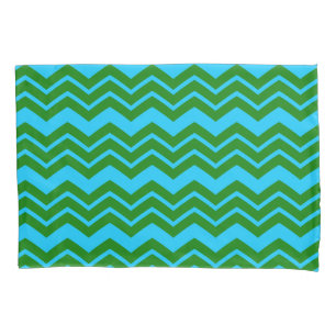 Green Blue Chevron Zigzag Design  Pillowcase