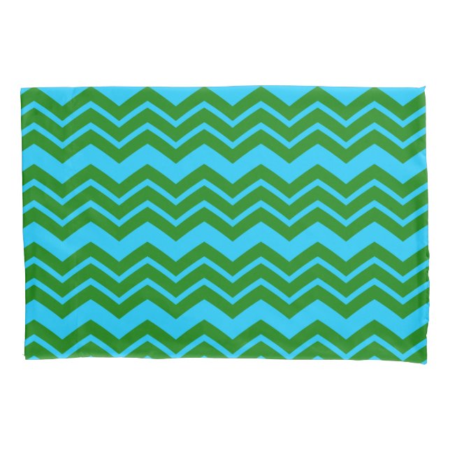 Green Blue Chevron Zigzag Design  Pillowcase (Front)
