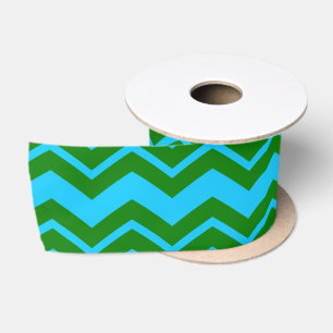 Green Blue Chevron Zigzag Design Satin Ribbon