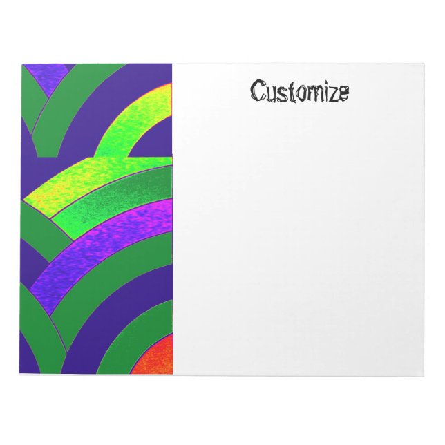 green/blue chic modern curved chevrons notepad (Front)