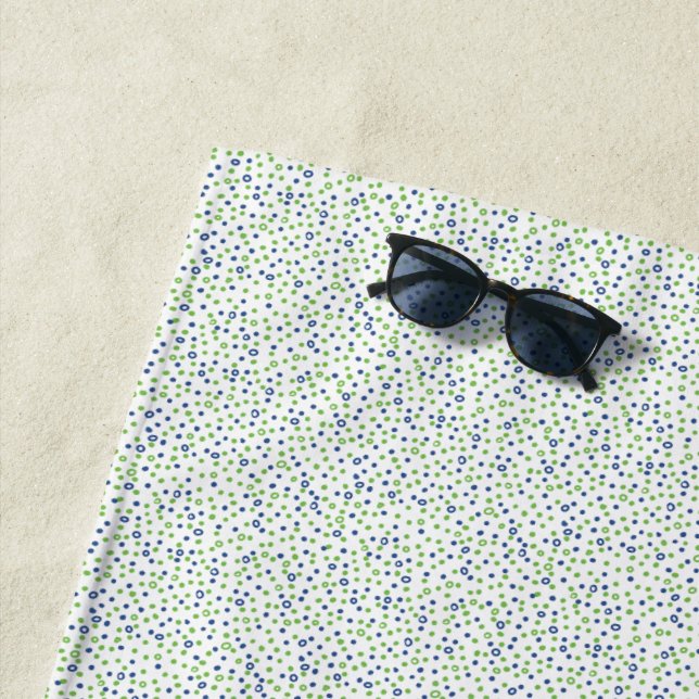 Green Blue Circles and Dots  Beach Towel (In Situ)