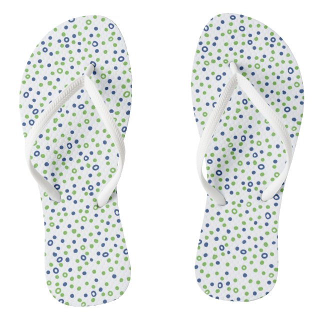 Green Blue Circles and Dots  Jandals (Footbed)