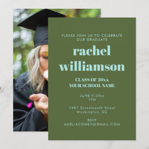 Green Blue Class of 2026 Photo Graduation Party Invitation