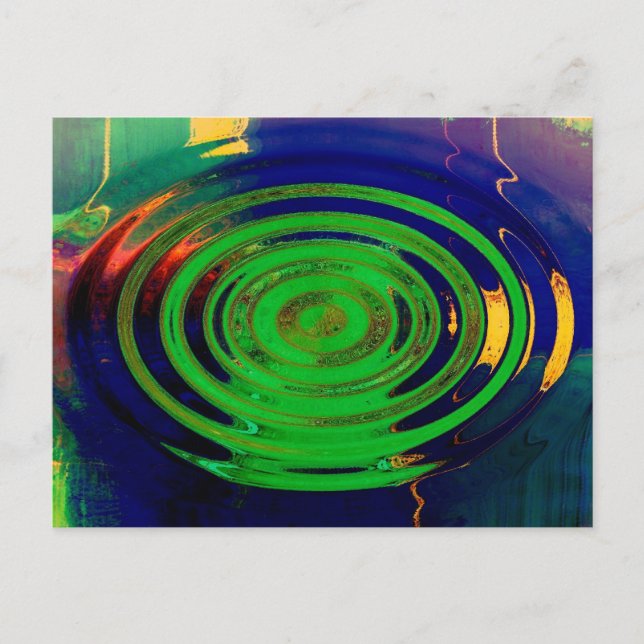 Green & Blue Contemporary Abstract Art Postcard (Front)
