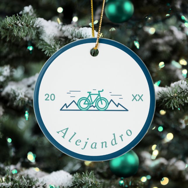 Green & Blue Cycling Theme Design Bicycle Bike  Ceramic Tree Decoration (Creator Uploaded)