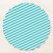 Green & Blue Diagonal Striped Paper Coaster