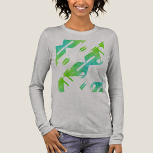 Green Blue Diagonal Zig-zag Tropical Art Design Tri-Blend Shirt