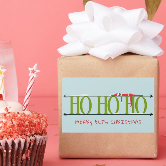 Green & Blue Elf Shenanigans Rectangular Sticker (Party)