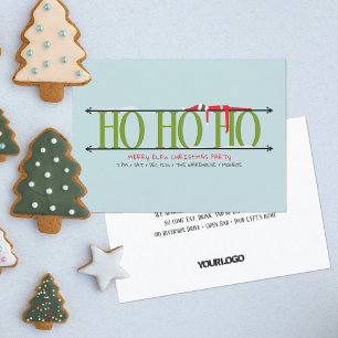 Green & Blue Elf Shenanigans Staff Christmas Party Invitation