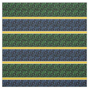 Green/blue floral-gold/white stripe - black fabric